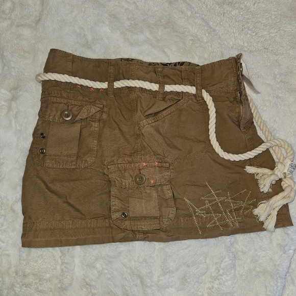 NWT! Y2k Mini Skirt Cargo Old Navy Ultra Low Waist Khaki Rope Belt 2000s NEW - Picture 5 of 16